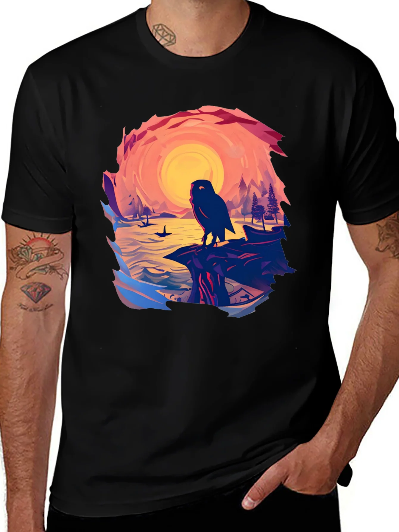 Owl Sunset Graphic Tee