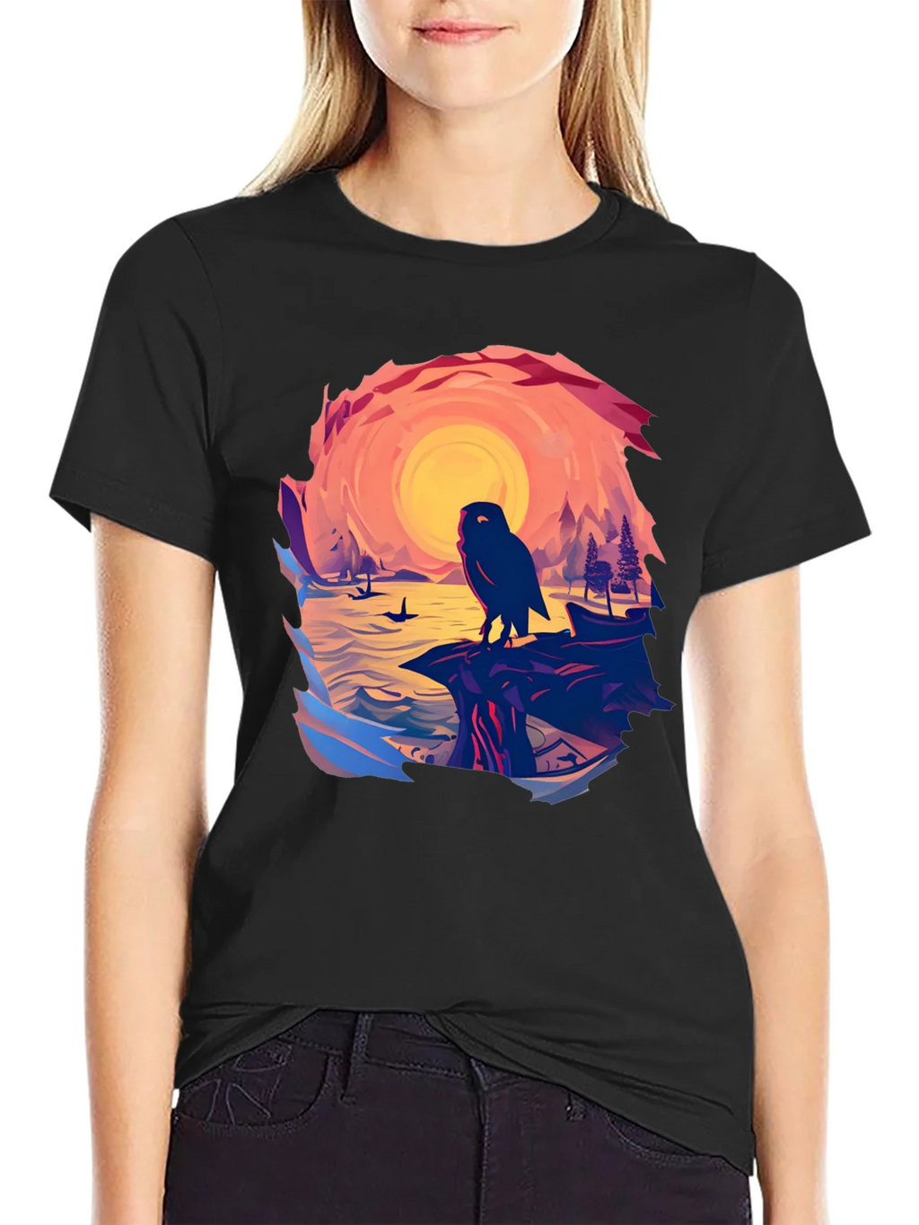 Owl Sunset Graphic Tee