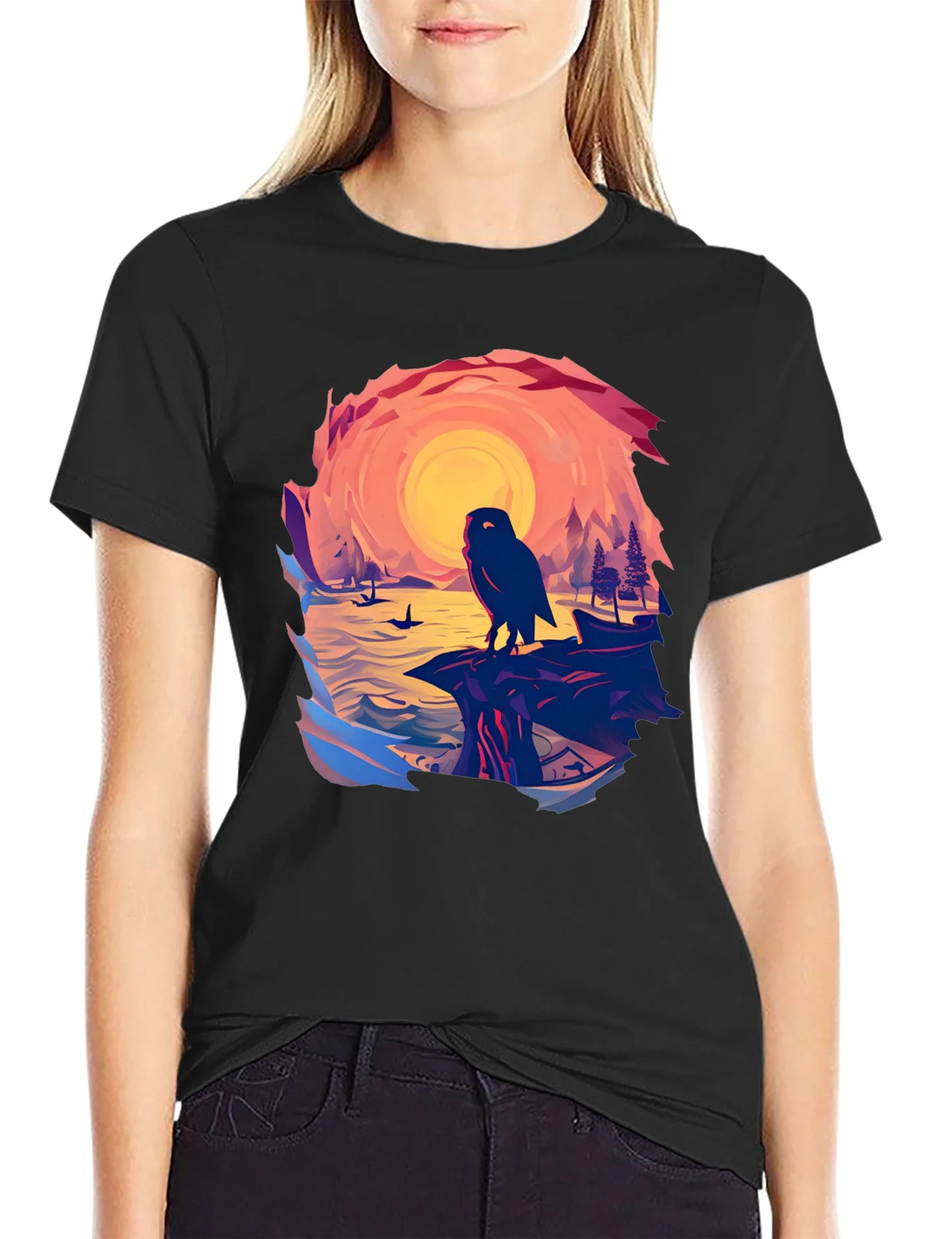 Owl Sunset Graphic Tee
