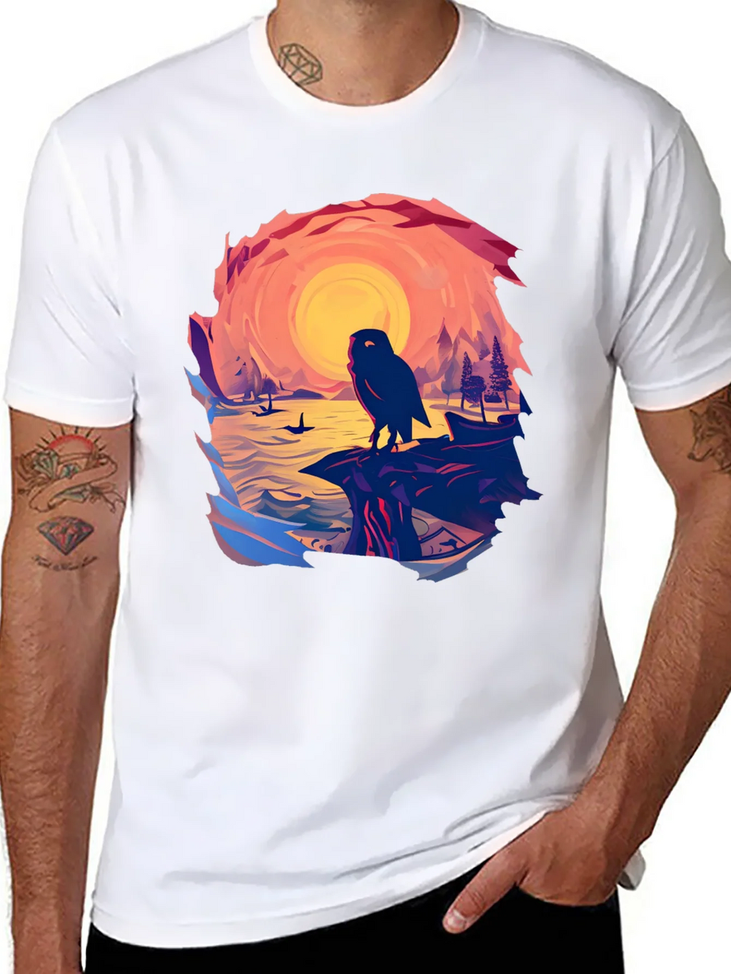 Owl Sunset Graphic Tee