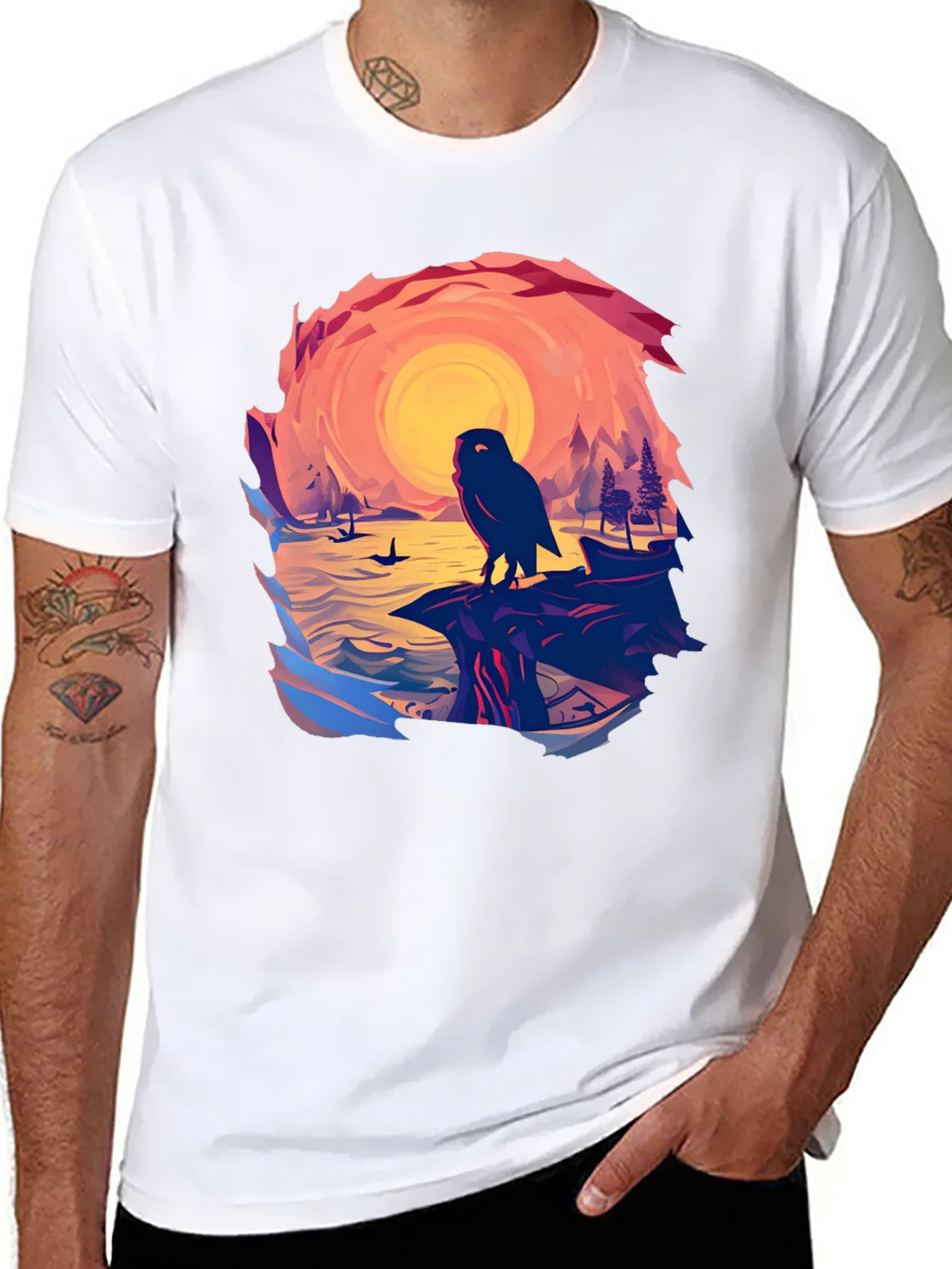 Owl Sunset Graphic Tee