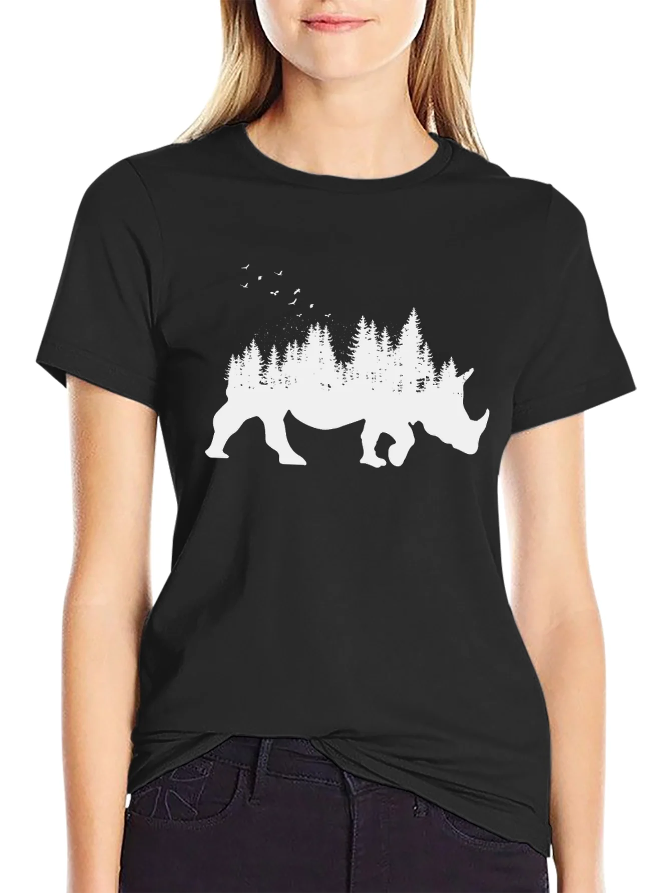 Rhino Forest Graphic Tee - Nature Inspired Shirt