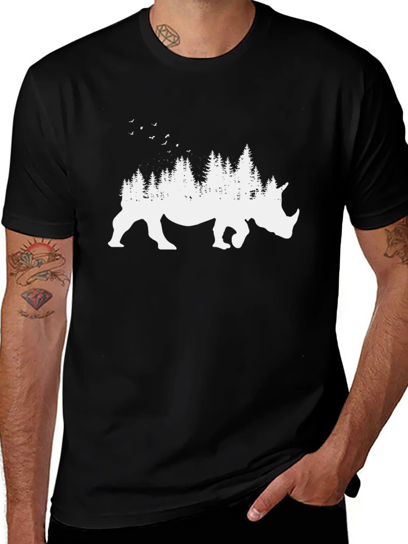 Rhino Forest Graphic Tee - Nature Inspired Shirt