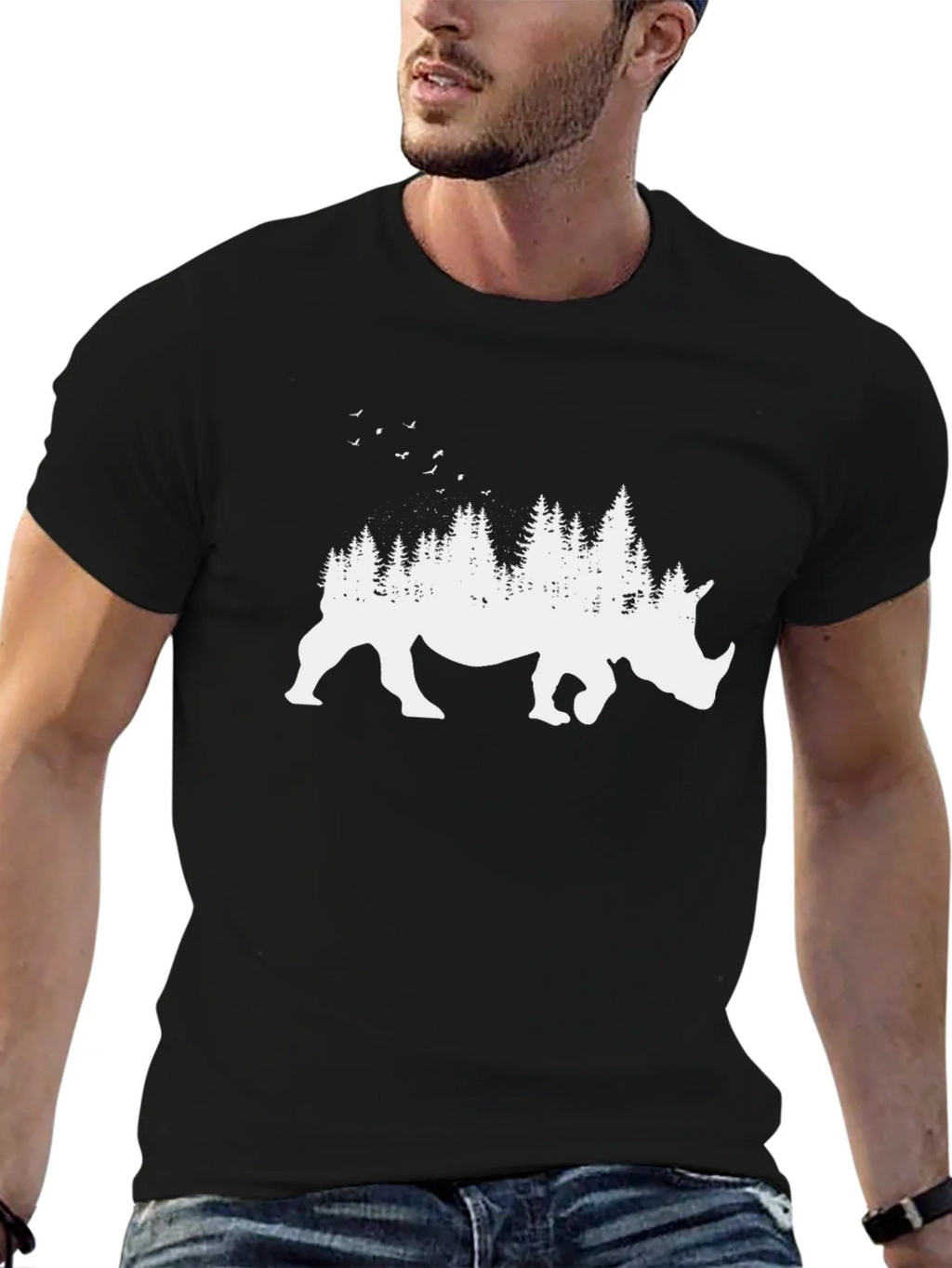 Rhino Forest Graphic Tee - Nature Inspired Shirt