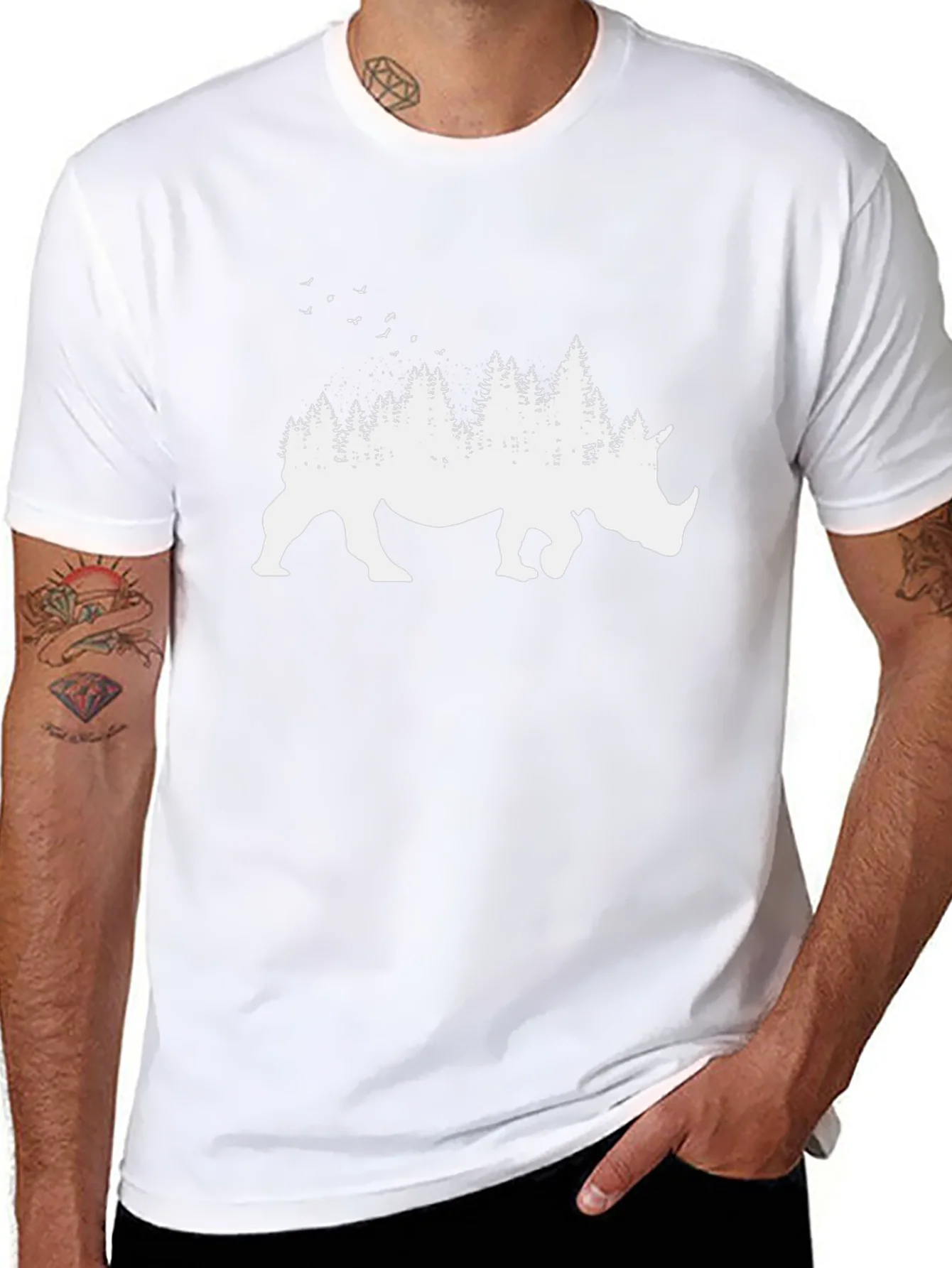 Rhino Forest Graphic Tee - Nature Inspired Shirt