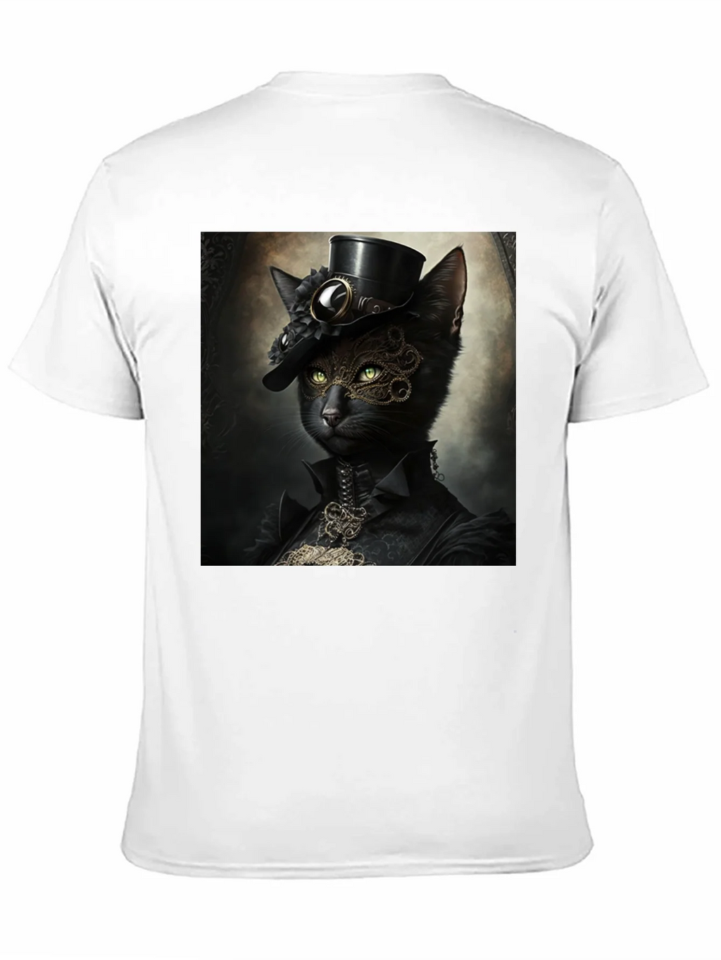 Steampunk Cat Graphic T-Shirt - Victorian Feline Style