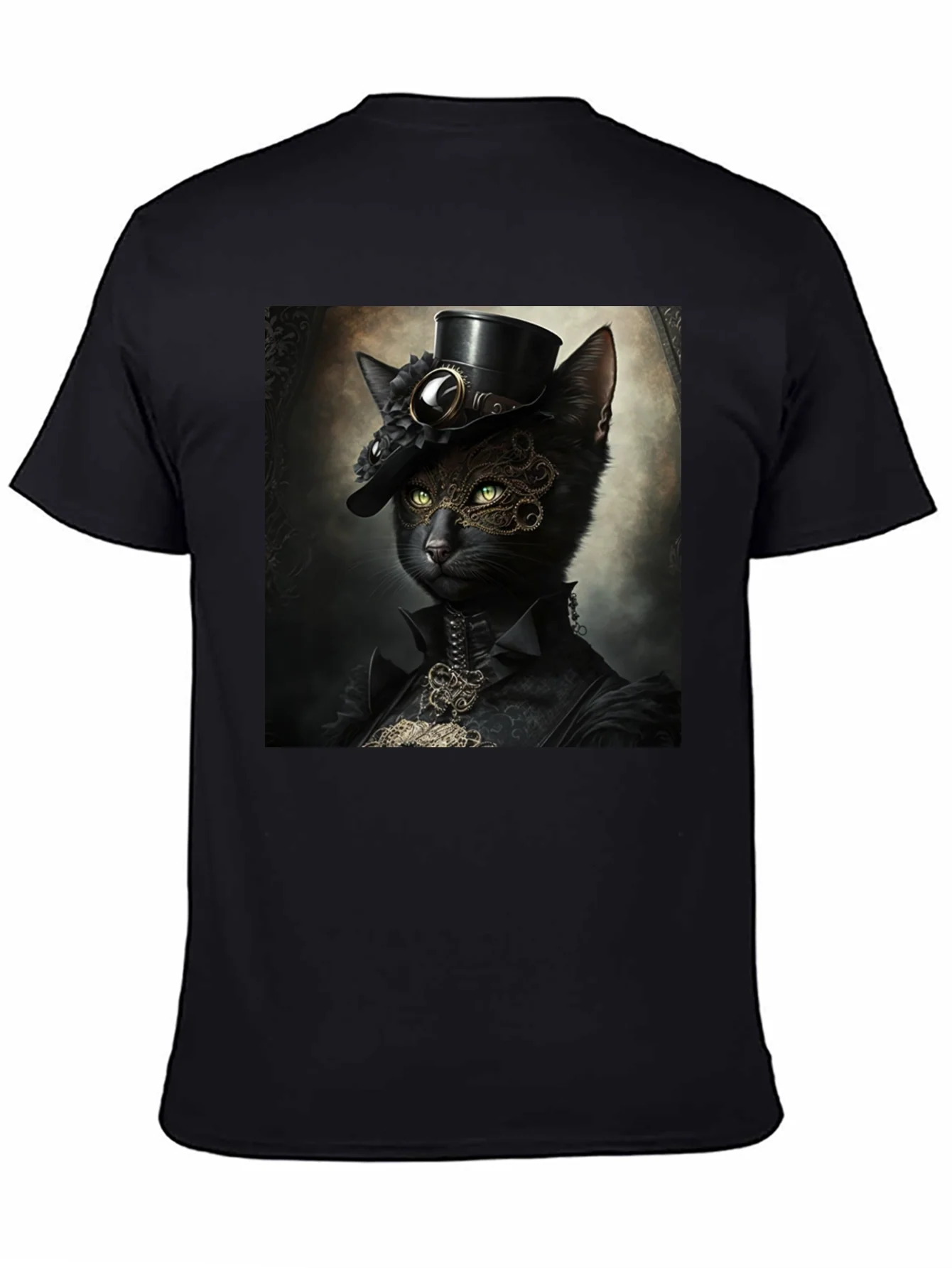 Steampunk Cat Graphic T-Shirt - Victorian Feline Style