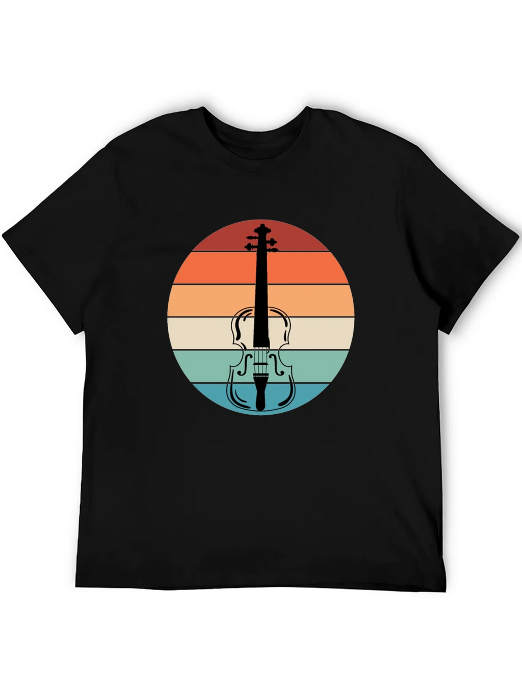 Retro Violin Sunset Graphic Tee