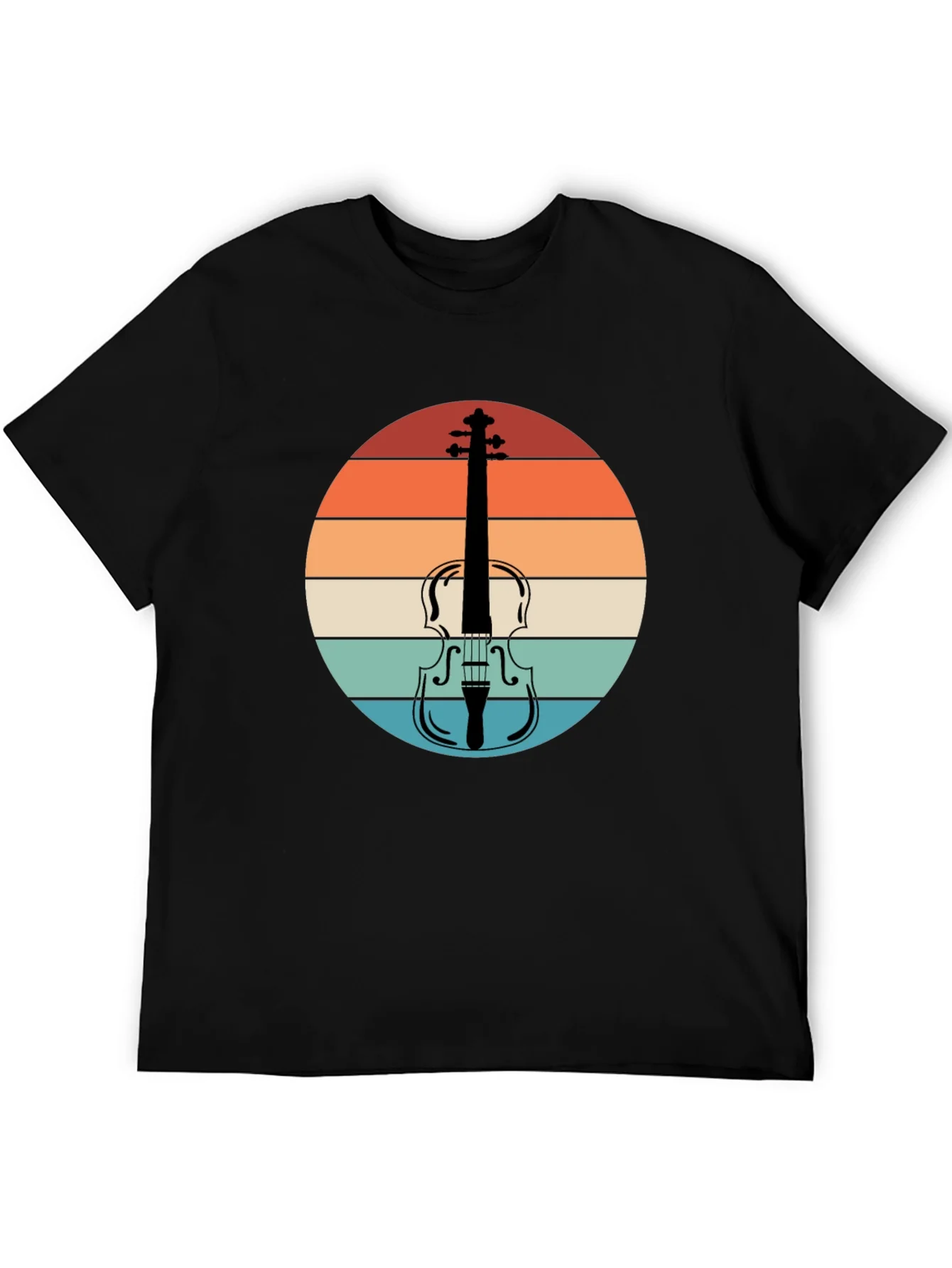 Retro Violin Sunset Graphic Tee