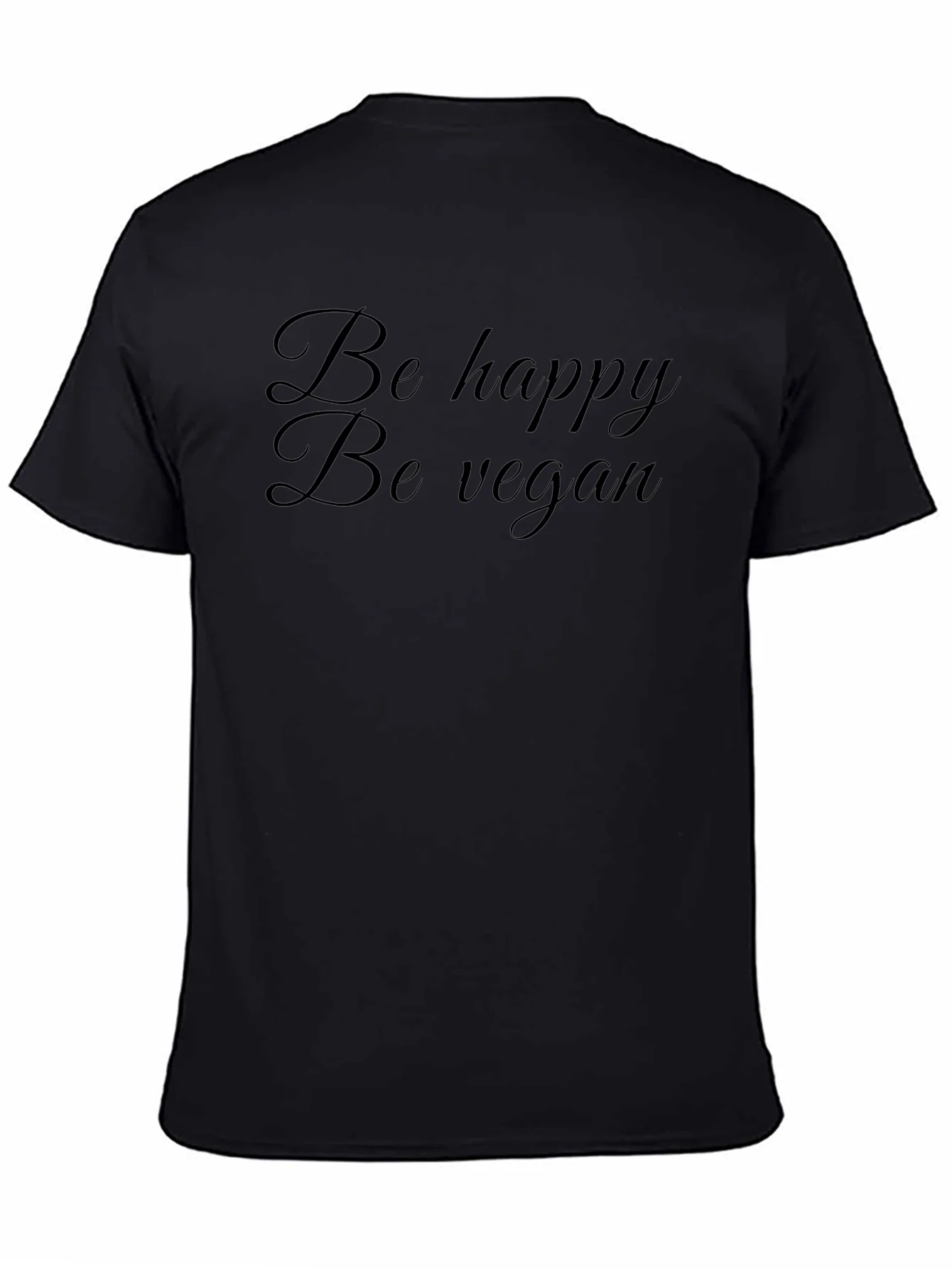 Be Happy Be Vegan Black T-Shirt