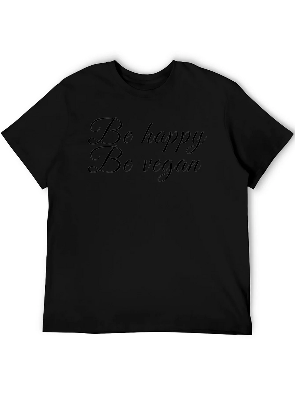 Be Happy Be Vegan Black T-Shirt