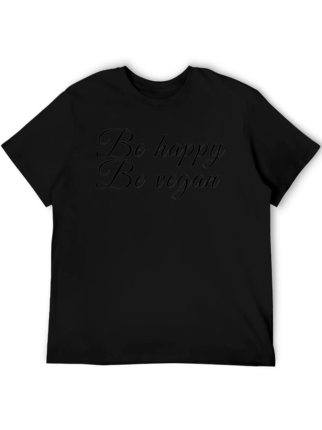 Be Happy Be Vegan Black T-Shirt