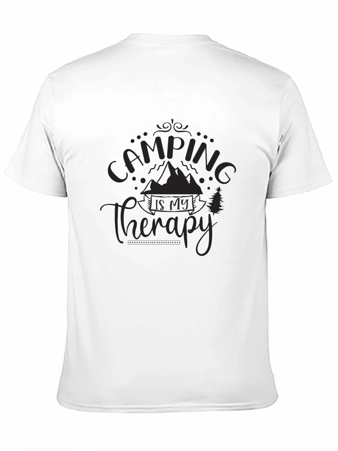 Camping is My Therapy Black Graphic T-Shirt