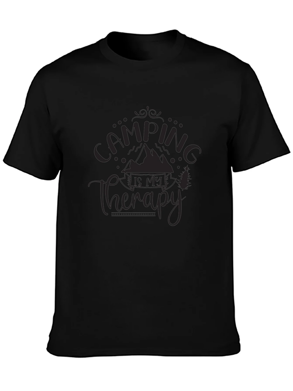 Camping is My Therapy Black Graphic T-Shirt