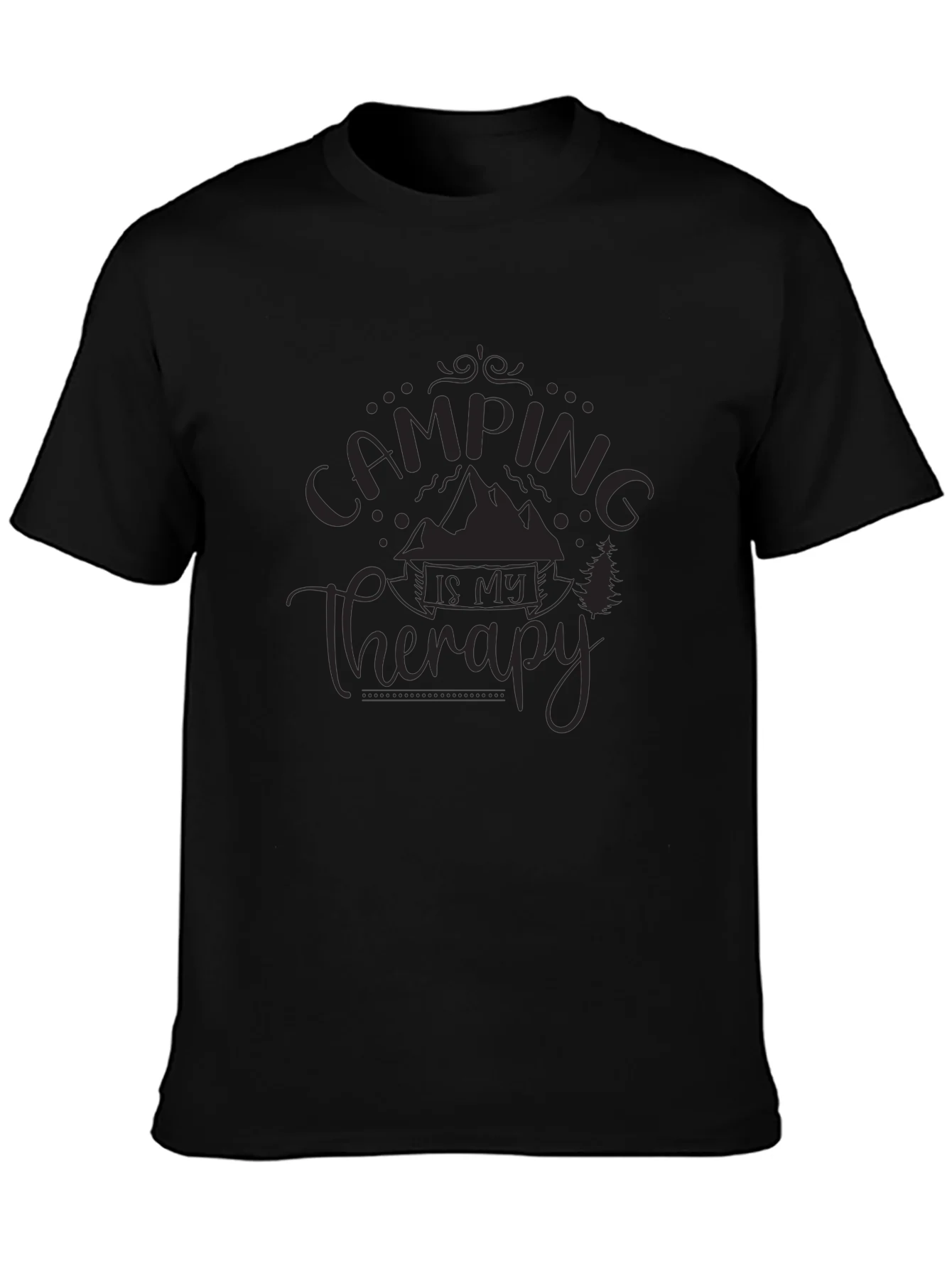 Camping is My Therapy Black Graphic T-Shirt