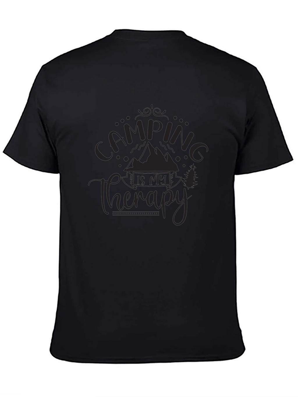Camping is My Therapy Black Graphic T-Shirt