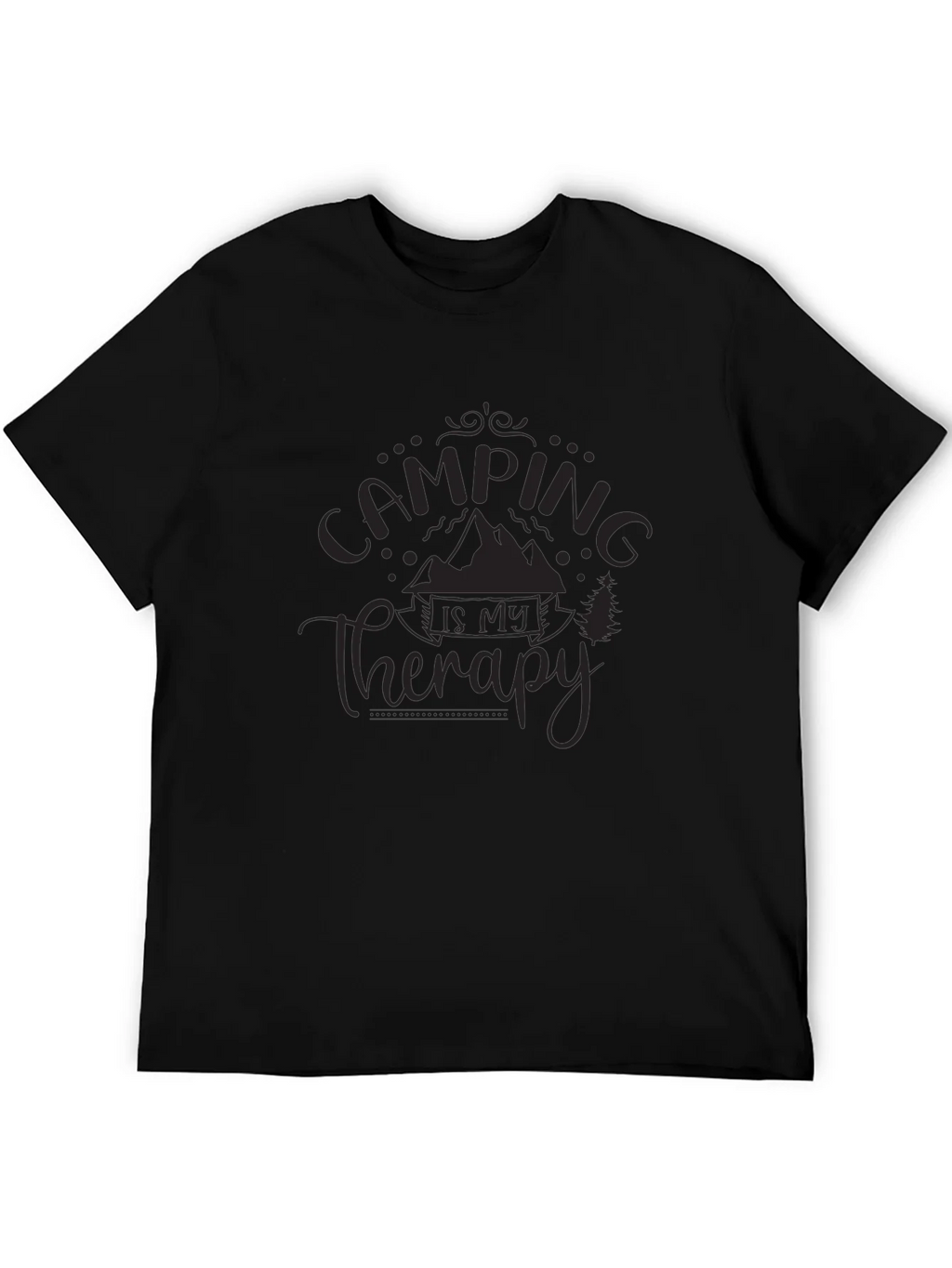 Camping is My Therapy Black Graphic T-Shirt