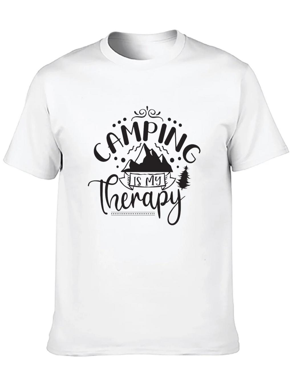 Camping is My Therapy Black Graphic T-Shirt