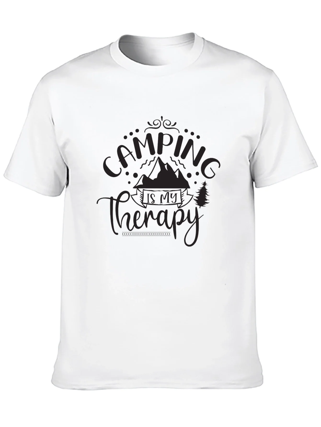 Camping is My Therapy Black Graphic T-Shirt