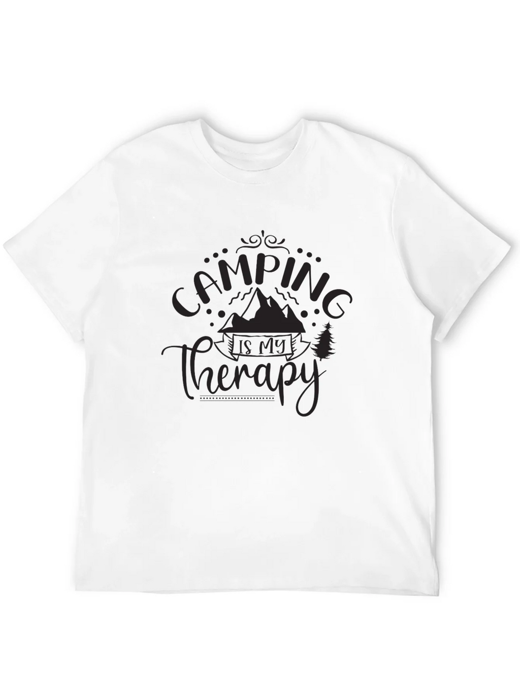 Camping is My Therapy Black Graphic T-Shirt