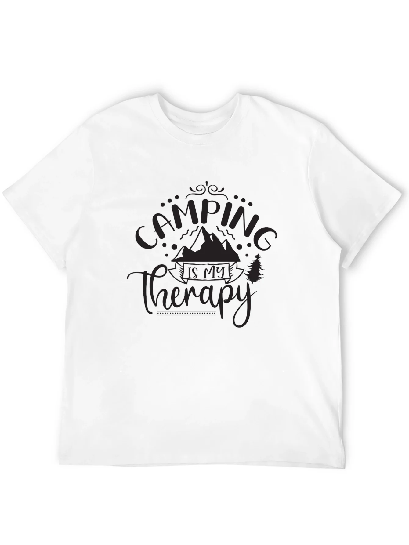 Camping is My Therapy Black Graphic T-Shirt
