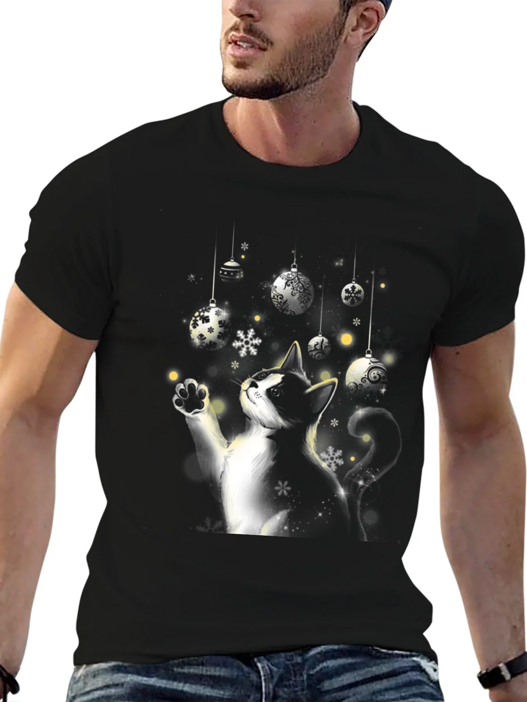 Festive Cat Christmas Ornament T-Shirt