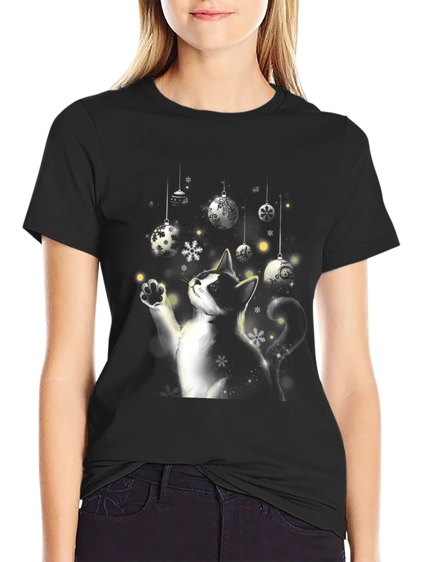 Festive Cat Christmas Ornament T-Shirt