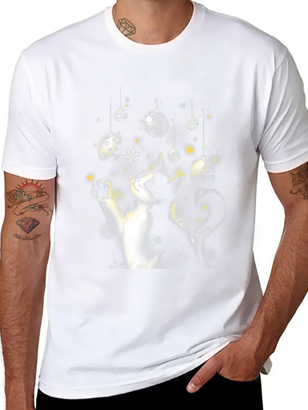 Festive Cat Christmas Ornament T-Shirt