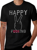 Happy Peace Sign Funny Graphic T-Shirt