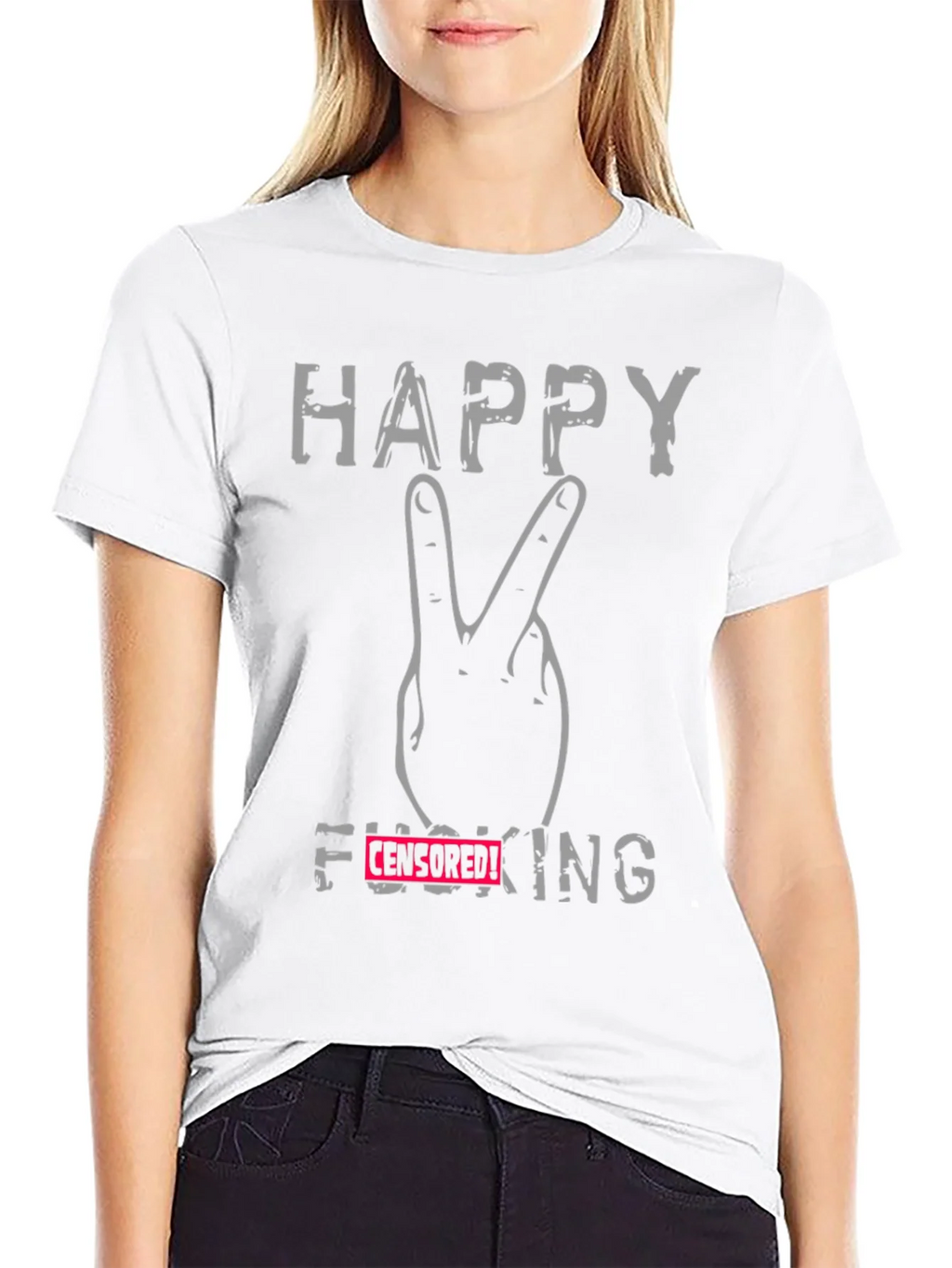 Happy Peace Sign Funny Graphic T-Shirt