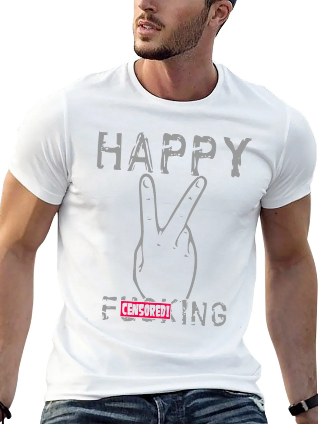 Happy Peace Sign Funny Graphic T-Shirt