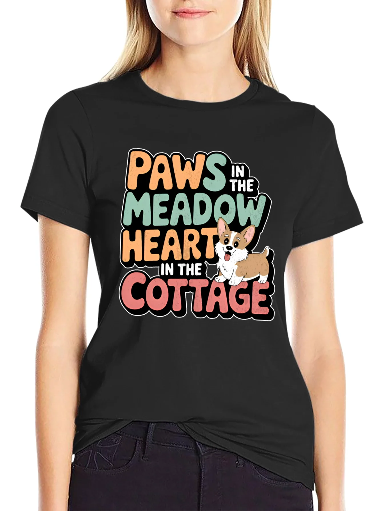 Paws Meadow Heart Cottage Graphic Tee