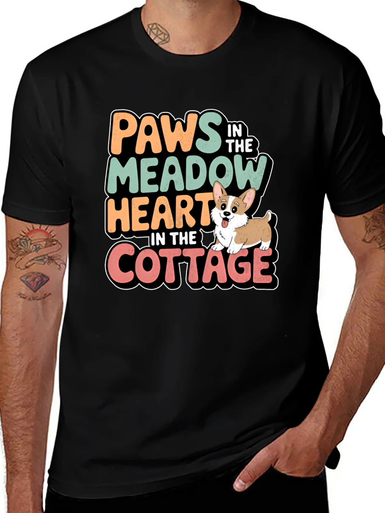 Paws Meadow Heart Cottage Graphic Tee