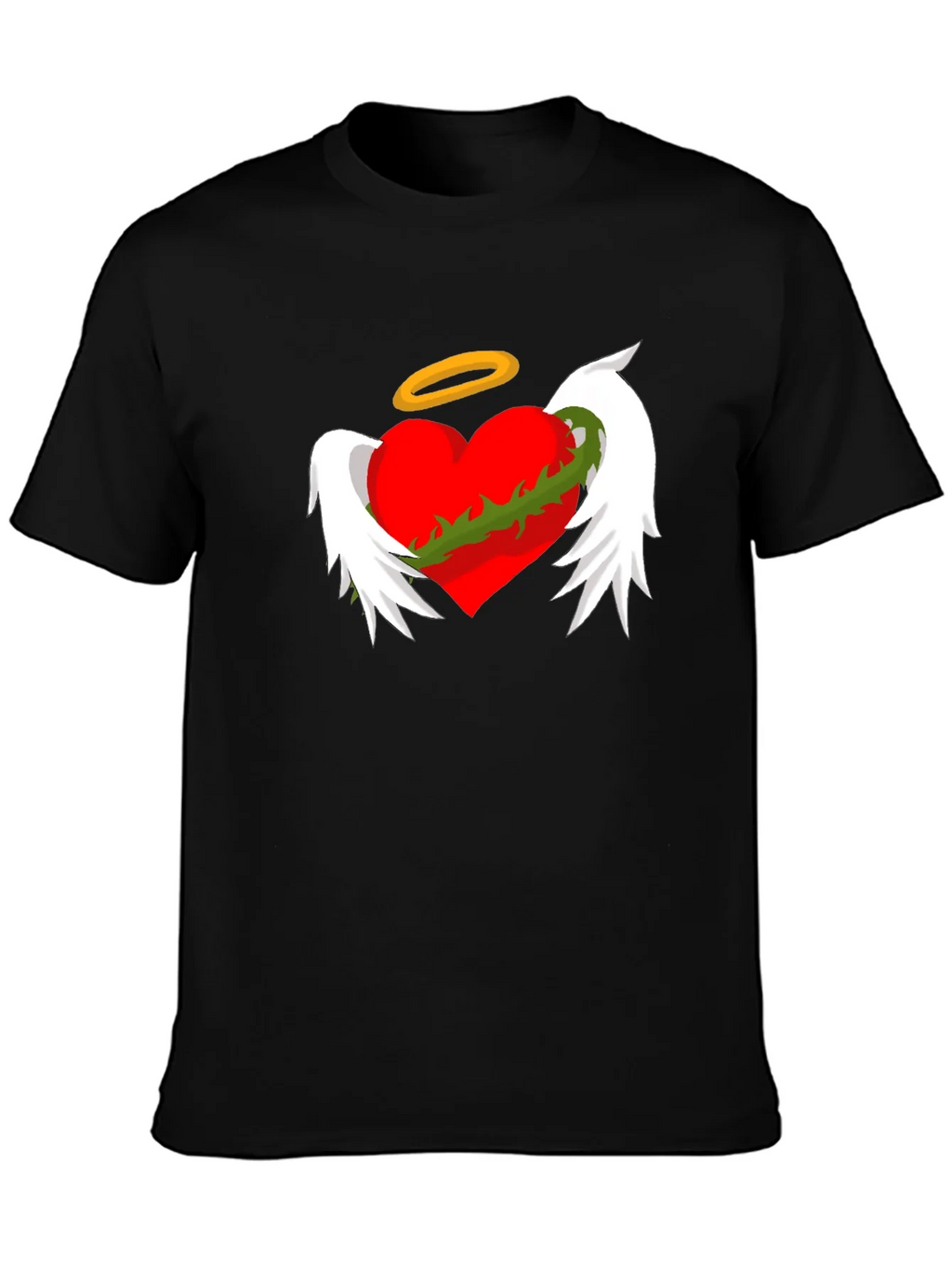 Winged Heart with Halo Graphic Tee - Black