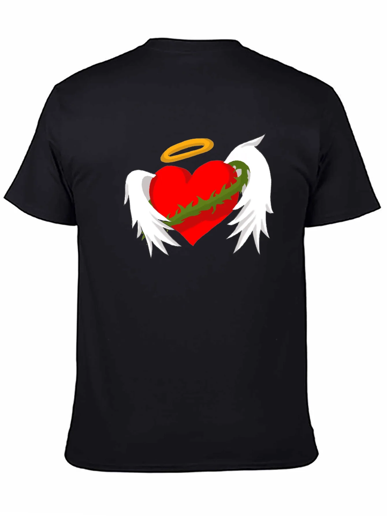 Winged Heart with Halo Graphic Tee - Black