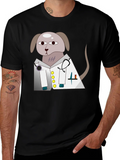 Vet Dog Cartoon Graphic T-Shirt - Black