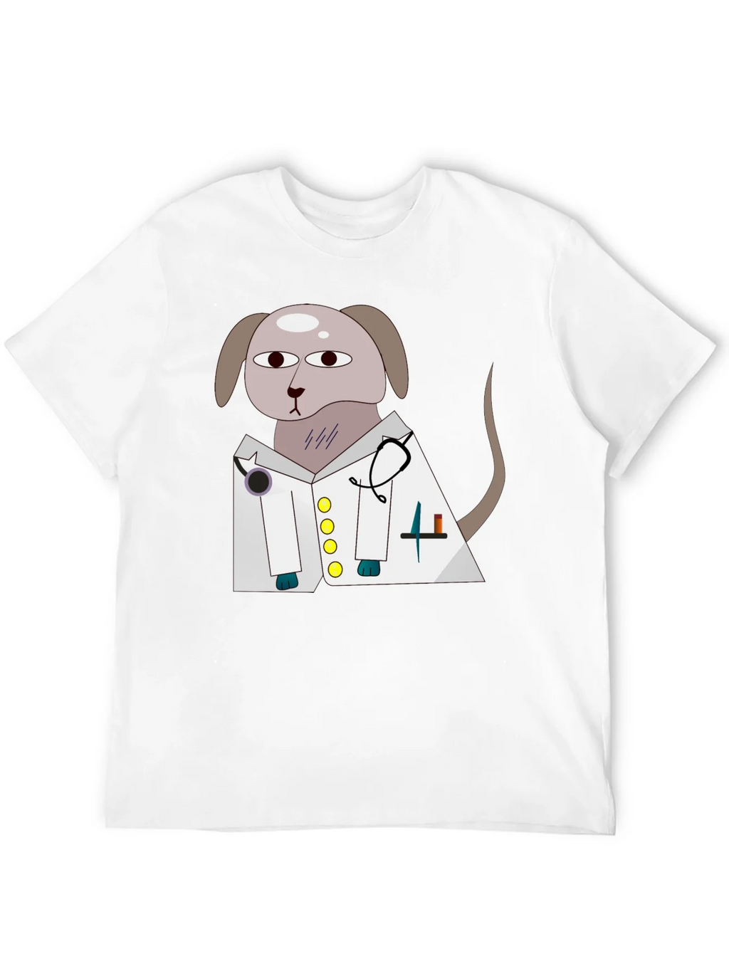 Vet Dog Cartoon Graphic T-Shirt - Black