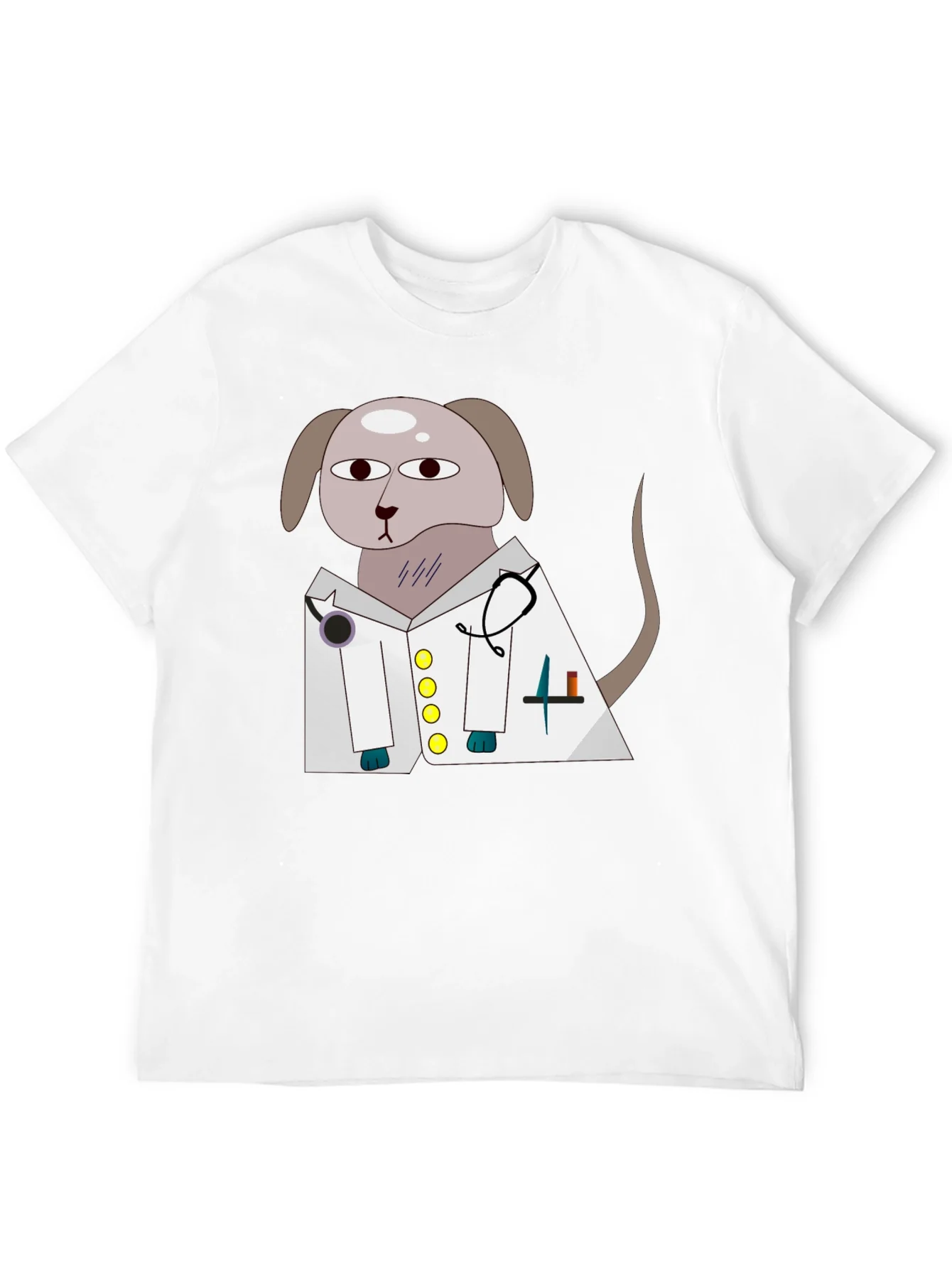 Vet Dog Cartoon Graphic T-Shirt - Black