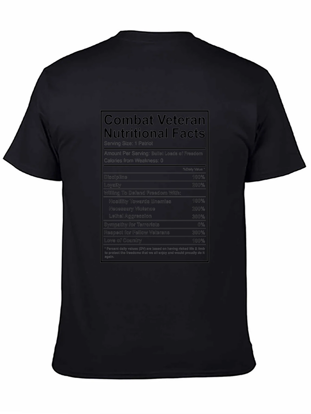 Combat Veteran T-Shirt - Nutritional Facts