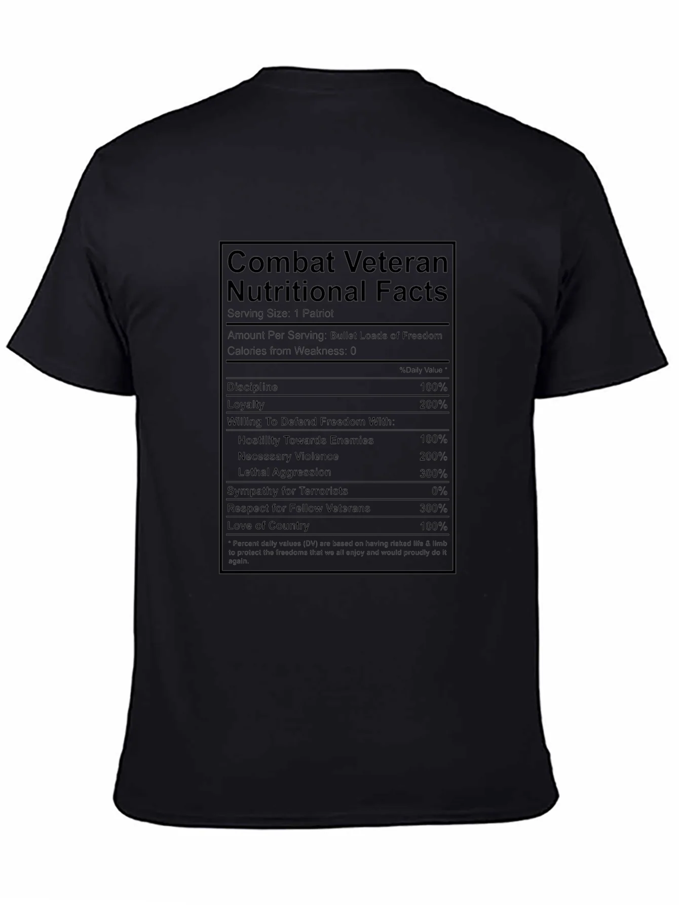 Combat Veteran T-Shirt - Nutritional Facts