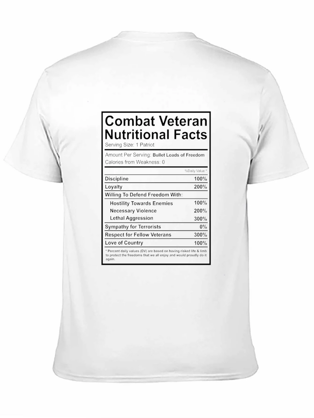 Combat Veteran T-Shirt - Nutritional Facts