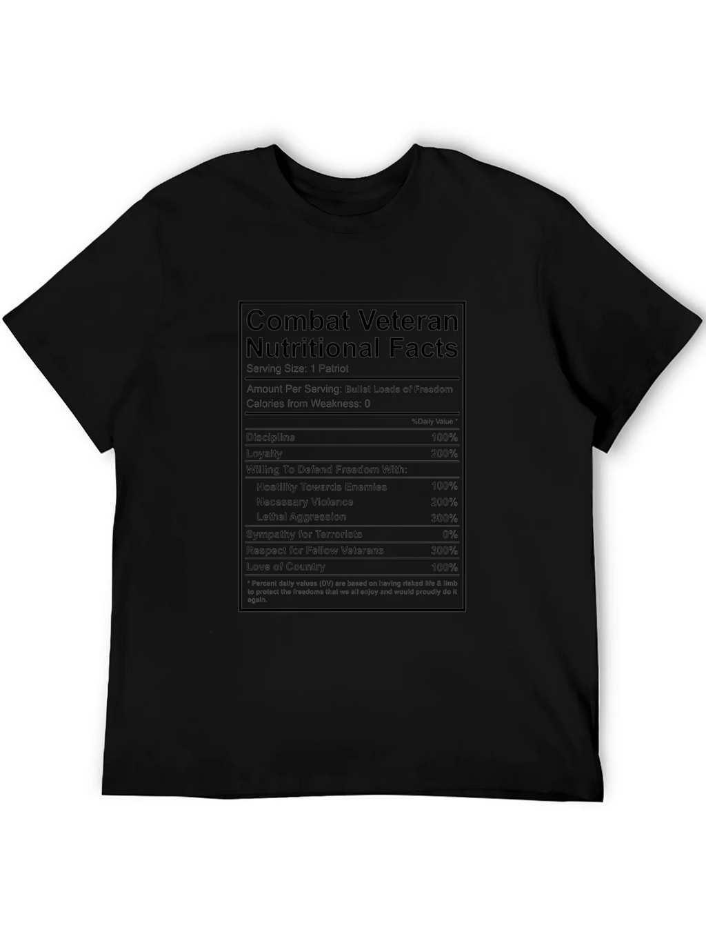Combat Veteran T-Shirt - Nutritional Facts