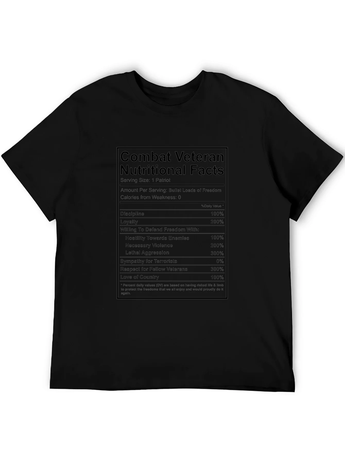 Combat Veteran T-Shirt - Nutritional Facts