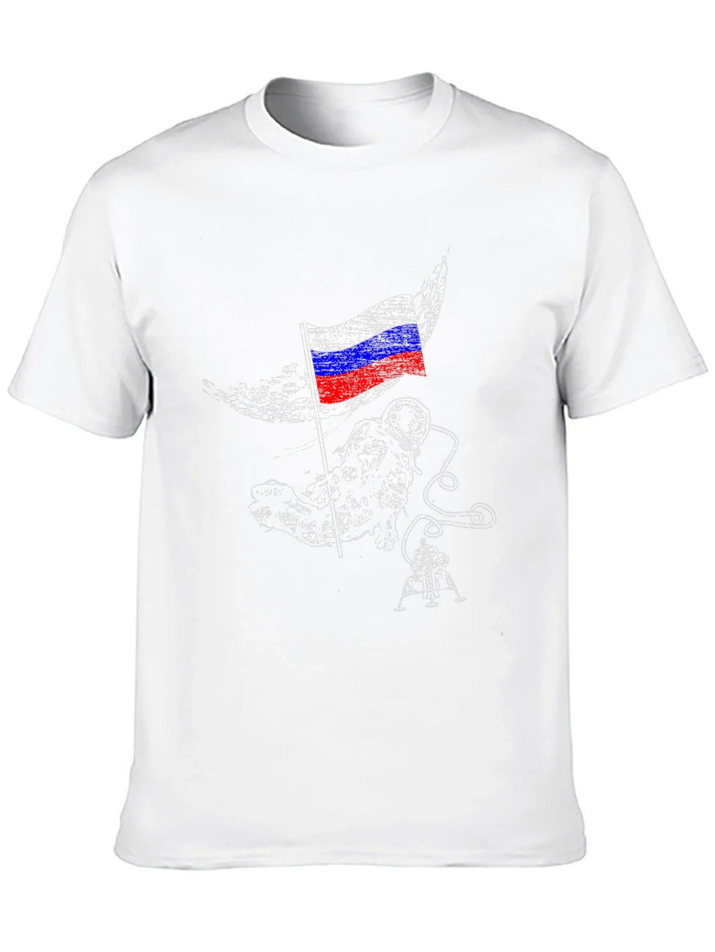 Astronaut & Russian Flag Graphic Black T-Shirt