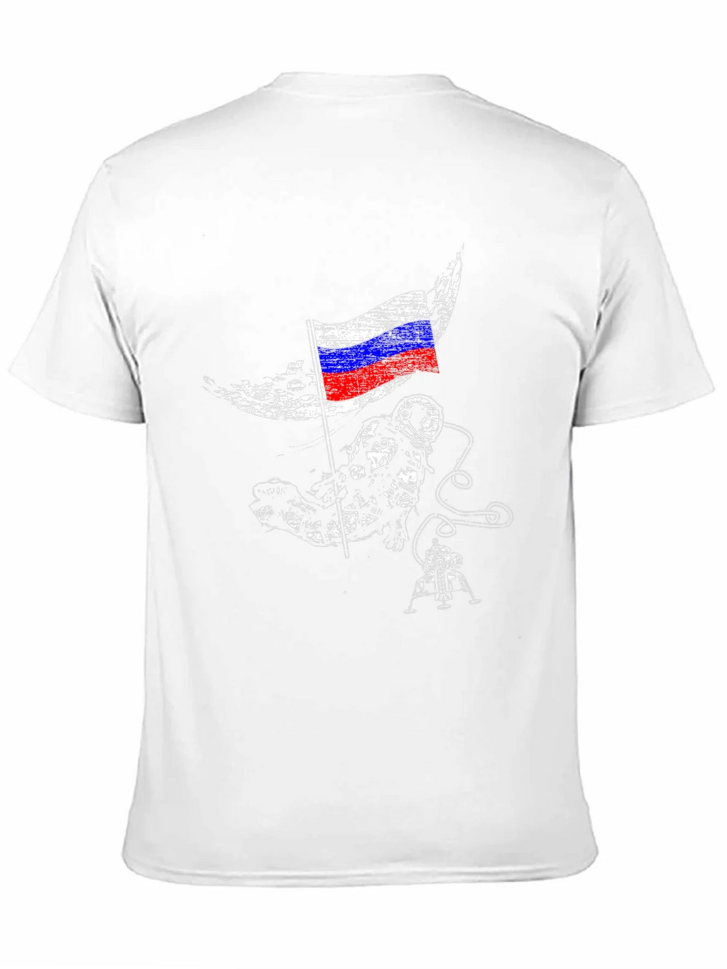 Astronaut & Russian Flag Graphic Black T-Shirt