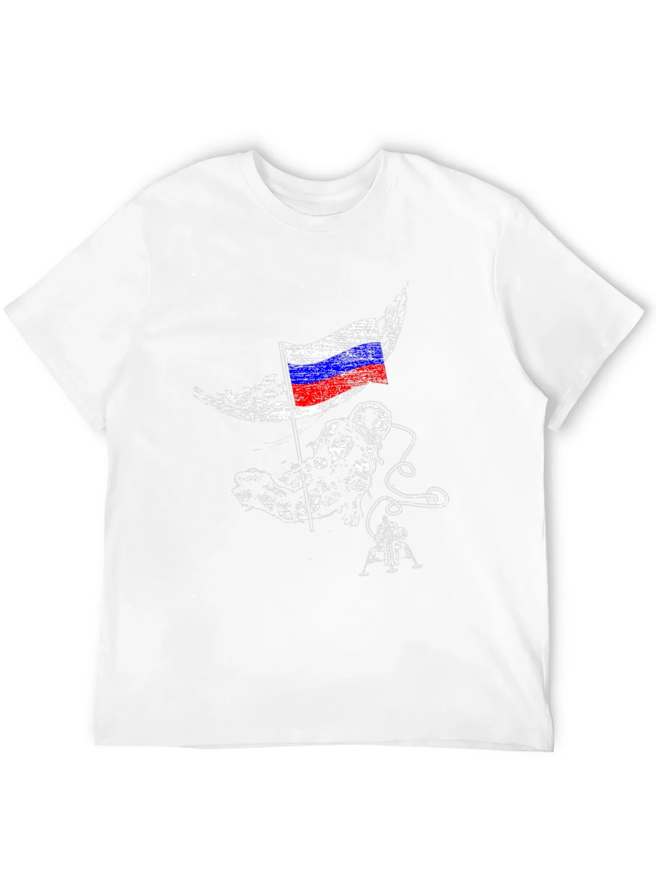 Astronaut & Russian Flag Graphic Black T-Shirt