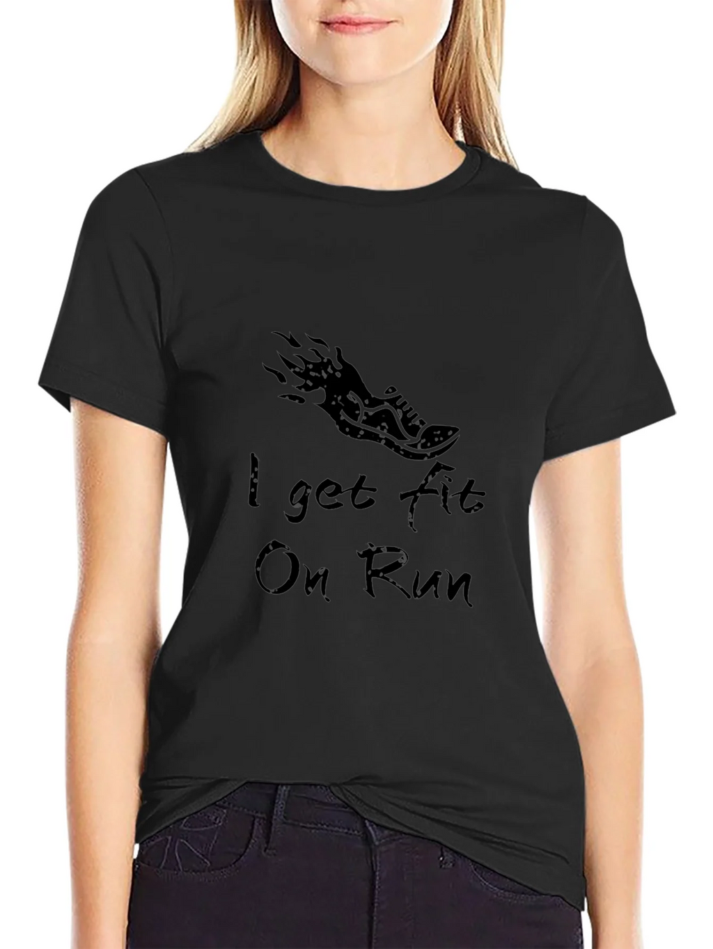 I Get Fit On Run Black Graphic Tee