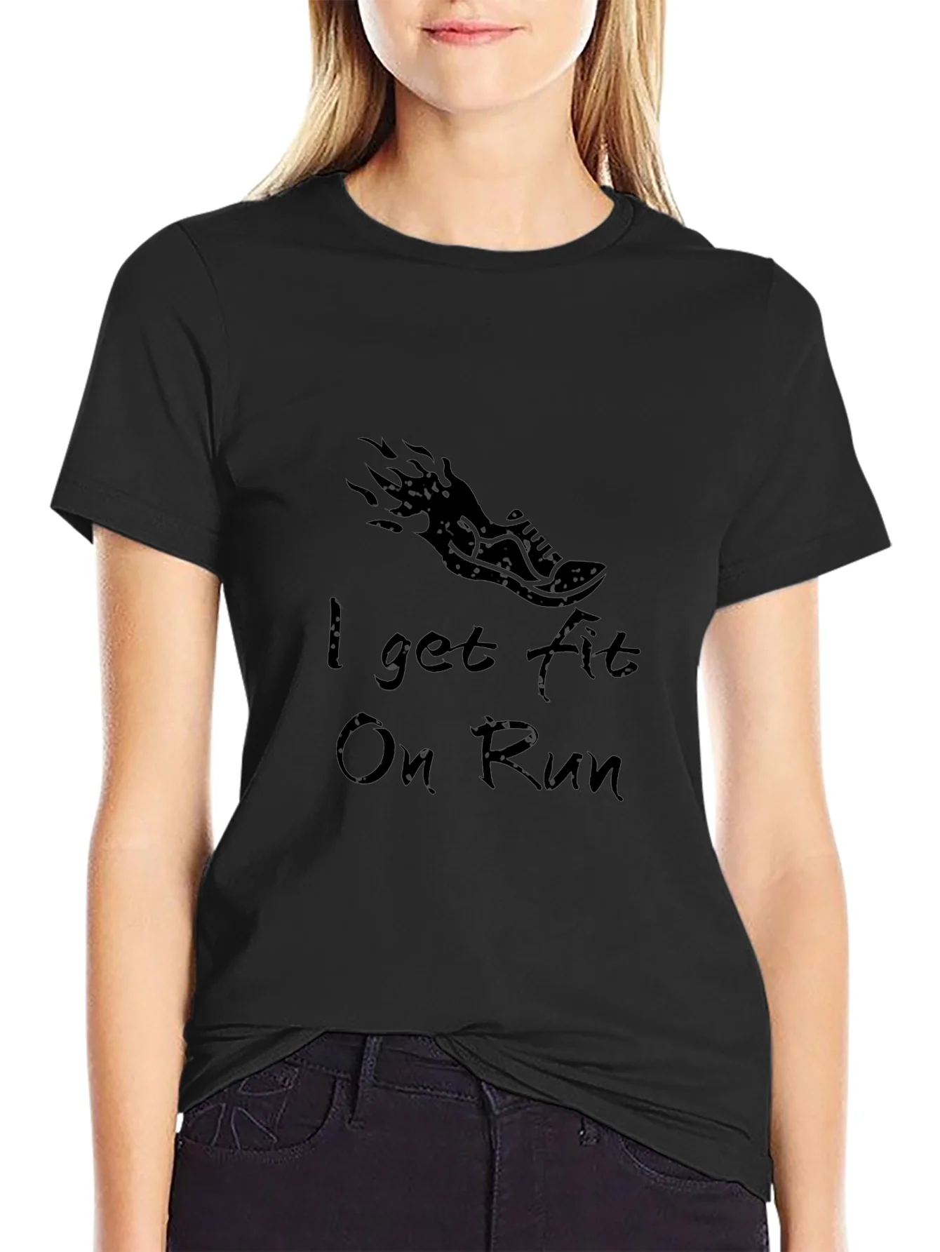 I Get Fit On Run Black Graphic Tee