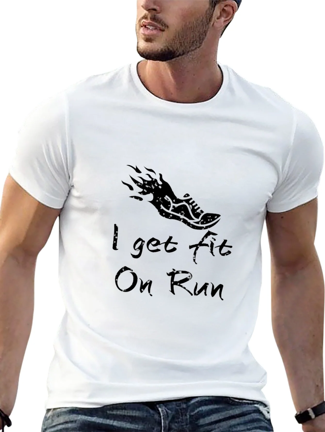 I Get Fit On Run Black Graphic Tee