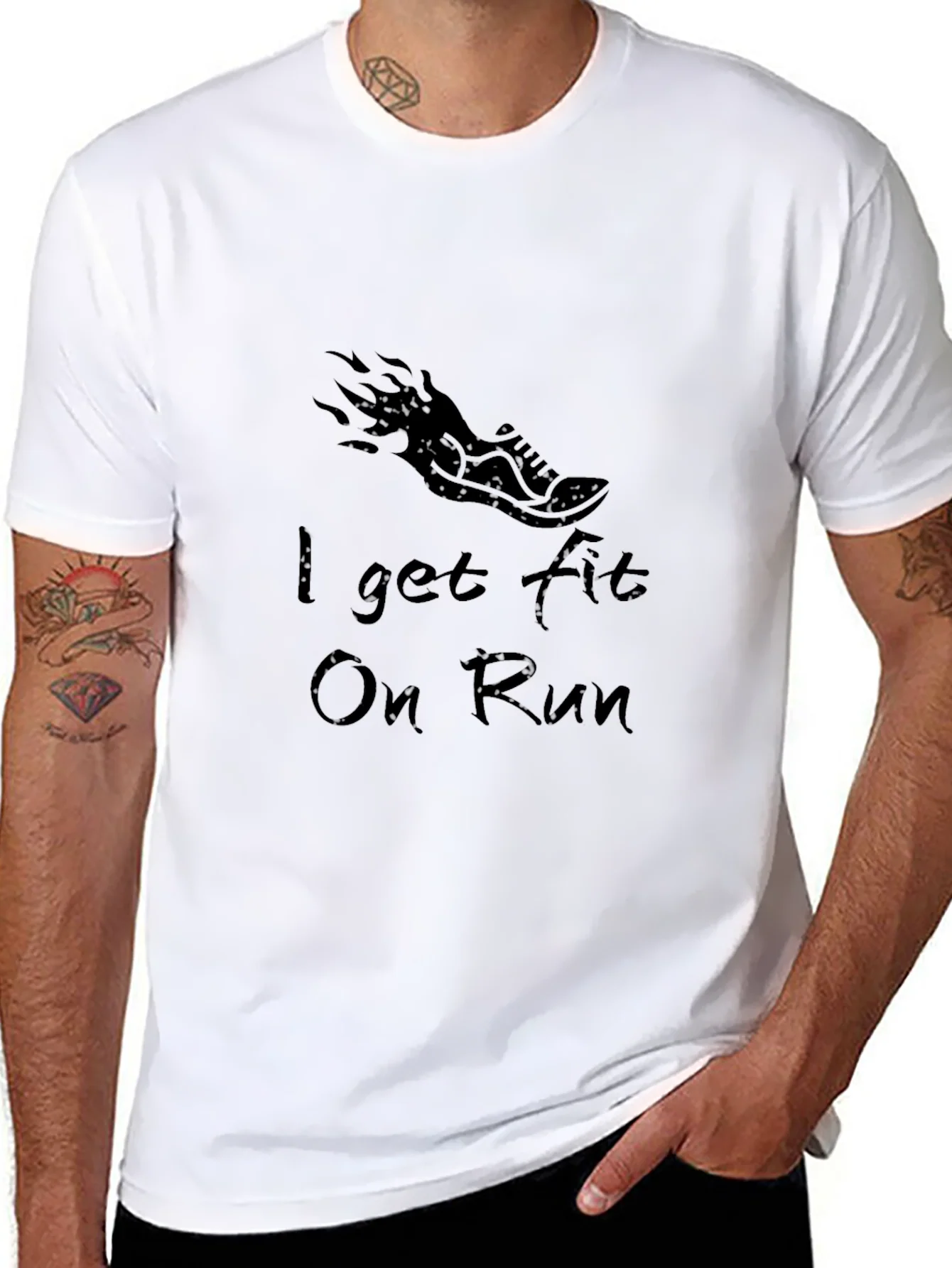 I Get Fit On Run Black Graphic Tee